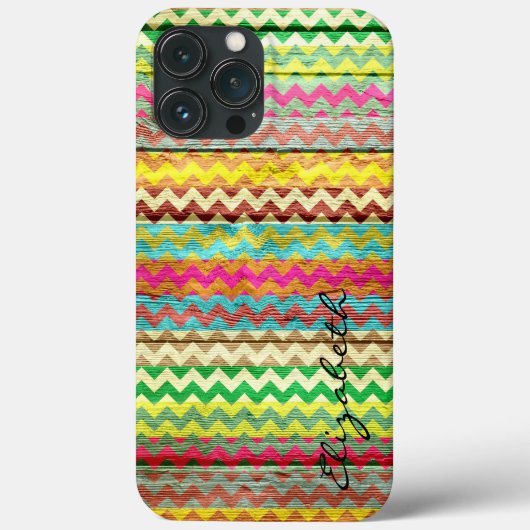 Monogramm Zickzack Streifen aus Holz Case-Mate iPhone Hülle (Rückseite)