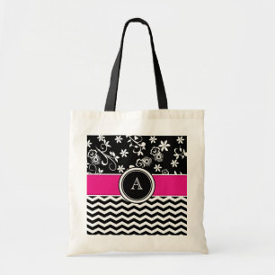 Monogramm-Zickzack und Blumenmuster-Taschen-Tasche Tragetasche