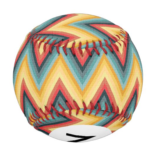 Monogramm Zig Zag Streifen Hintergrund 2 Baseball (Rückseite)