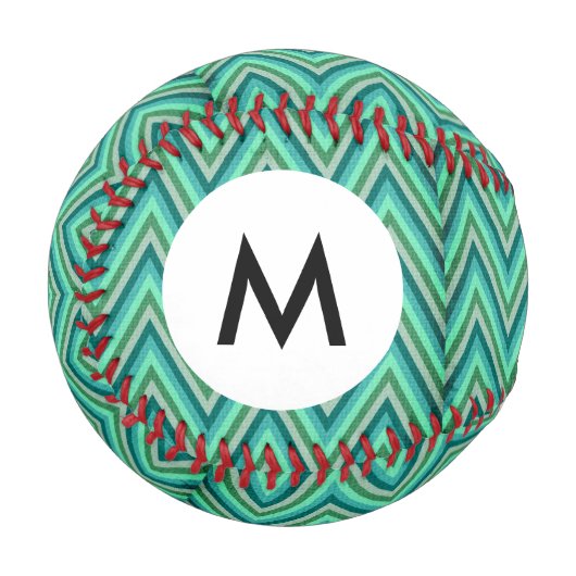 Monogramm Zig Zag Streifen Hintergrund Baseball (Vorderseite Links)