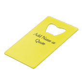 Monogramm-Zitat Gelb für benutzerdefinierte Art-Fo Geldbeutel Flaschenöffner (Vorderseite Schrägansicht)