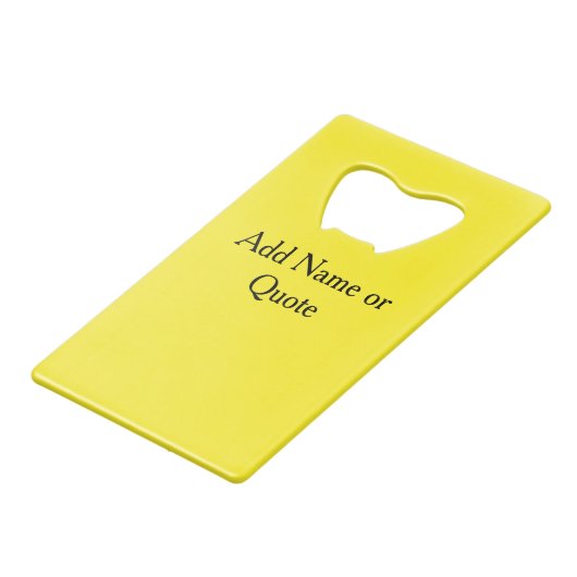 Monogramm-Zitat Gelb für benutzerdefinierte Art-Fo Geldbeutel Flaschenöffner (Vorderseite Schrägansicht)