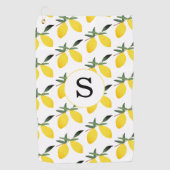 Monogramm Zitrone Citrus Golfhandtuch (Vorderseite)