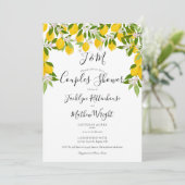 Monogramm Zitronenblüten Hochzeit Paare Dusche Einladung (Stehend Vorderseite)