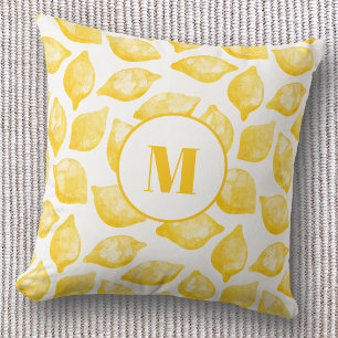 Monogramm-Zitronenmuster Kissen