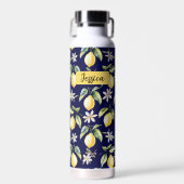 Monogramm-Zitrus-Limonen-Frucht-Botanik-Muster Trinkflasche (Vorne)