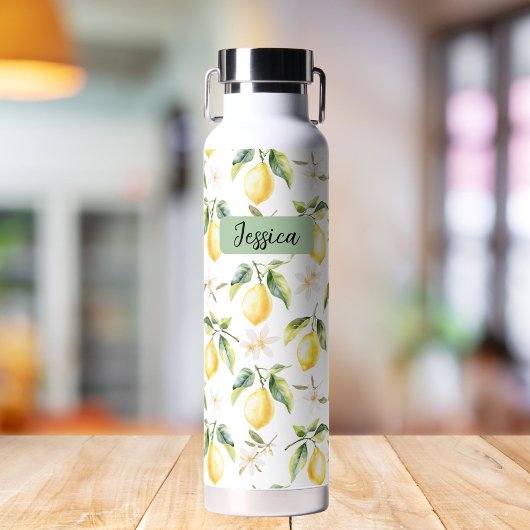 Monogramm-Zitrus-Limonen-Frucht-Botanik-Muster Trinkflasche
