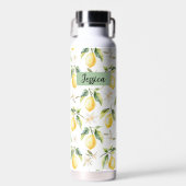 Monogramm-Zitrus-Limonen-Frucht-Botanik-Muster Trinkflasche (Vorne)