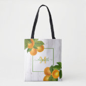 Monogramm Zitrusfrüchte Orangen Aquarell rustikale Tasche (Vorderseite)