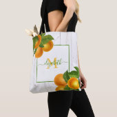 Monogramm Zitrusfrüchte Orangen Aquarell rustikale Tasche (Von Nahem)