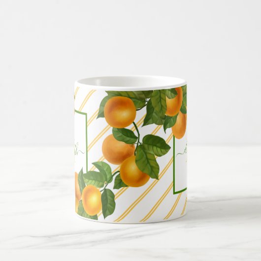 Monogramm Zitrusfrüchte Orangen Aquarellstreifen r Kaffeetasse (Mittel)