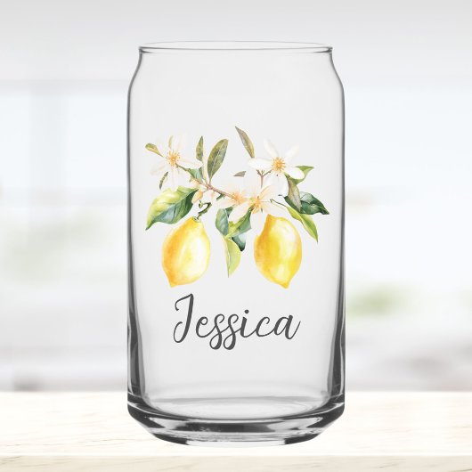 Monogramm Zitrusfrüchte Weiße Blumen Baumzweig Dosenglas