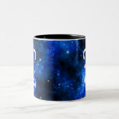 Monogramm, Zodiac Aries Zeichen, Blaugalaxie Zweifarbige Tasse (Mittel)