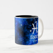 Monogramm, Zodiac-Zeichen, Piszen mit blauer Galax Zweifarbige Tasse (VorderseiteRechts)