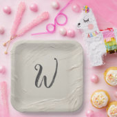 Monogramm zur Abstrakten Elfenbeinstruktur Pappteller (Party)