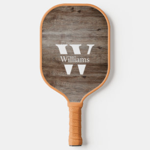 Monogramm zur Bezeichnung der rustikalen Holzfamil Pickleball Schläger