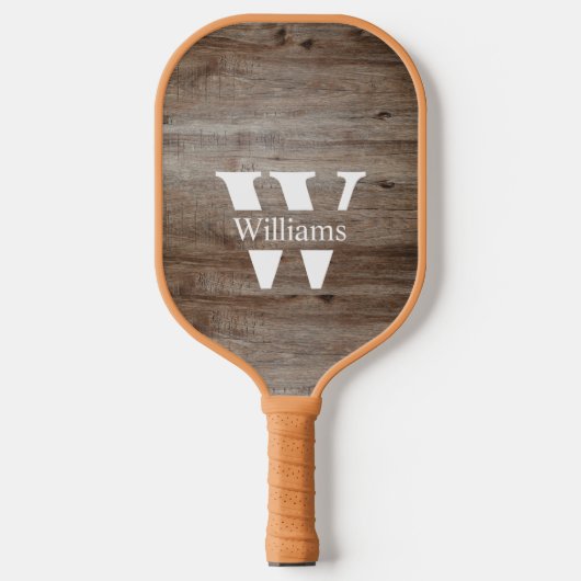 Monogramm zur Bezeichnung der rustikalen Holzfamil Pickleball Schläger (Vorderseite)