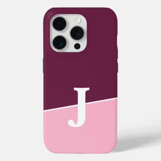 Monogramm Zwei Farben Berry & Blush Case-Mate iPhone Hülle (Rückseite)
