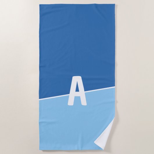Monogramm Zwei Farben Ozean Ruhe Strandtuch (Vorderseite)