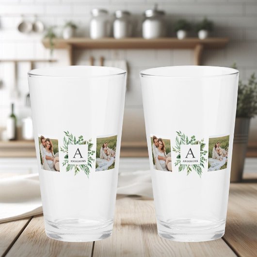 Monogramm Zwei Foto | Personalisierter Grünrahmen Glas