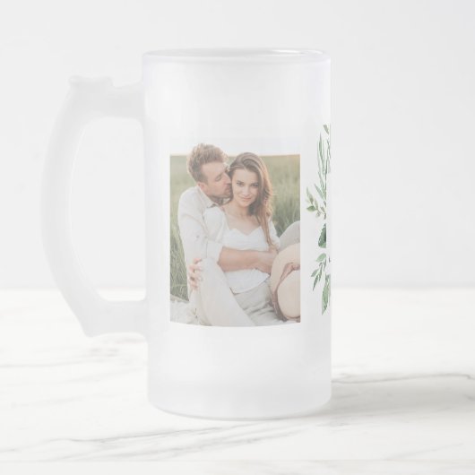 Monogramm Zwei Foto | Personalisierter Grünrahmen Mattglas Bierglas (Links)