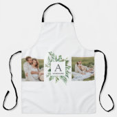 Monogramm Zwei Foto | Personalisierter Grünrahmen Schürze (Vorderseite)