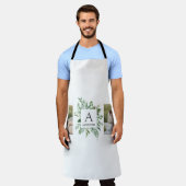 Monogramm Zwei Foto | Personalisierter Grünrahmen Schürze (Getragen)