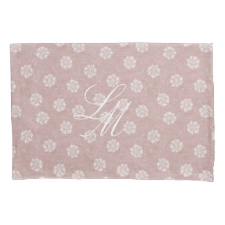 Monogramm zweifarbig blau rosa William Morris Ring Kissenbezug