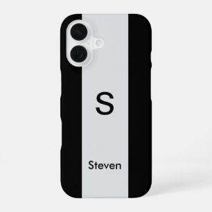 Monogramm Zweifarbig Modern Schwarz und Hellgrau iPhone 16 Hülle