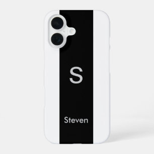 Monogramm Zweifarbig Modern Schwarz und Weiß iPhone 16 Hülle