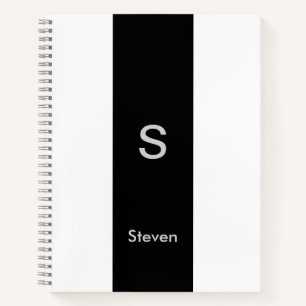 Monogramm Zweifarbig Modern Schwarz und Weiß Notizblock