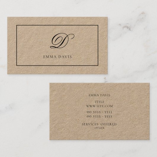 Monogramma Elegante Incorniciato Visitenkarte (Vorne/Hinten)