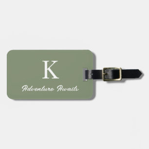 Monogrammabenteuer erwartet Sage Green Geschenk Ge Gepäckanhänger