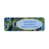 Monogrammable Blue Gold Peacock Feather Labels (Vorne)