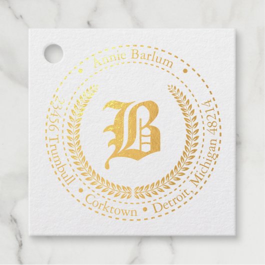 Monogrammadresse Geschenkanhänger (Vorderseite)