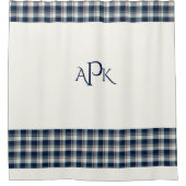 Monogrammatikalblau, weiß, Multi Thread Kariert Duschvorhang (Vorderseite)