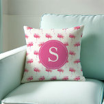 Monogrammatikales tropisches Pink Flamingo Muster Kissen<br><div class="desc">Dieses Kopfkissen zeigt meine originale handbemalte Aquarellfarben-Rosa-Flamingo-Kunst in einem einzigartigen Muster. Ihr Monogramm oder Initial ist Set in einem modernen Serif-Schriftart und gerahmt durch eine solide rosa Farbe. Sie können die Vollfarbe in eine beliebige Farbe ändern, indem Sie die Schaltfläche "Anpassen" auswählen. Perfekte tropische Dekoration für Schlafzimmer und Wohnzimmer. Um...</div>