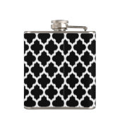 Monogrammatikales weißes und schwarzes Ikat-Quatre Flachmann (Rückseite)