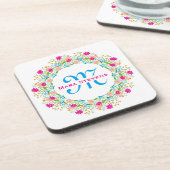 Monogrammatikalische Blume im Sommer Getränkeuntersetzer (Linke Seite)