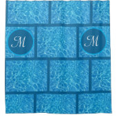 Monogrammatikalische Bright Blue Water Reflections Duschvorhang (Vorderseite)
