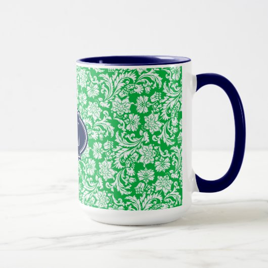 Monogrammatikalische Bright Green & White Floral D Tasse (Rechts)