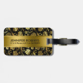 Monogrammatikalische Gold-Floral-Damaskus Gepäckanhänger (Rückseite horizontal)