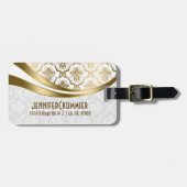 Monogrammatikalische Gold- und Weißblütendampf-Dam Gepäckanhänger (Vorderseite horizontal)