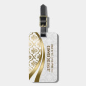 Monogrammatikalische Gold- und Weißblütendampf-Dam Gepäckanhänger (Vorderseite vertikal)