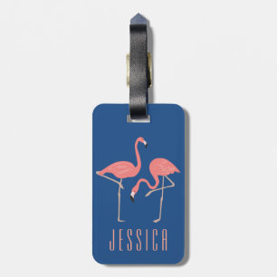 Monogrammatikalische Pink Flamingo Illustration Gepäckanhänger