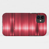 Monogrammatikalische Shiny Metallic Red Stripes Case-Mate iPhone Hülle (Rückseite (Horizontal))