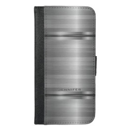Monogrammatikalische Shiny Metallic Silbergraue St iPhone 6/6s Plus Geldbeutel Hülle