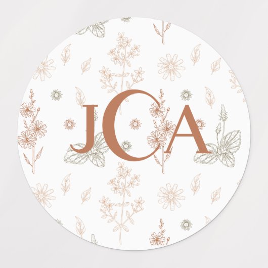 Monogrammatikalische Wildblume Etiketten (Design 2)