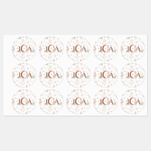 Monogrammatikalische Wildblume Etiketten (Blatt)