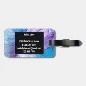 Monogrammatisch blau und Lila marbled Gepäckanhänger (Rückseite horizontal)